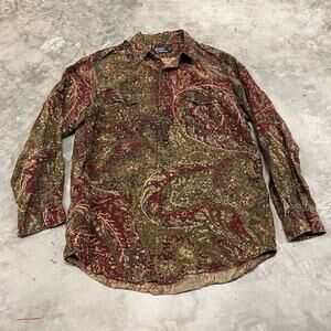 Rare POLO RALPH LAUREN SILK LINEN Floral PAISLEY Mens Size Large Shirt